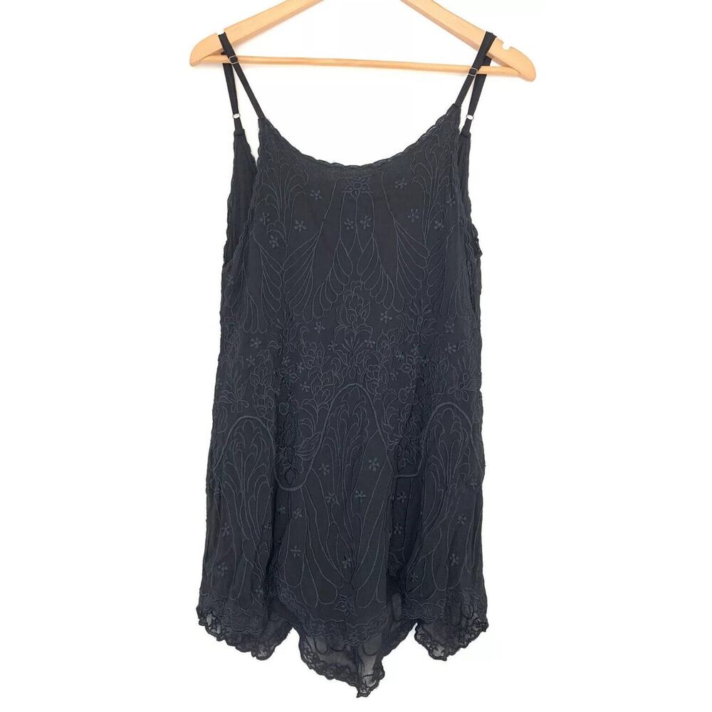 Cleobella NEW Black Embroidered Slip Dress Sz. Small Fully Lined Cocktail Cruise